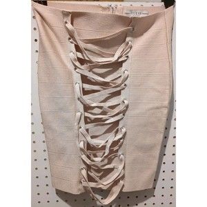 Guess Bodycon Small Mini Skirt Nude Beige Brown Laces